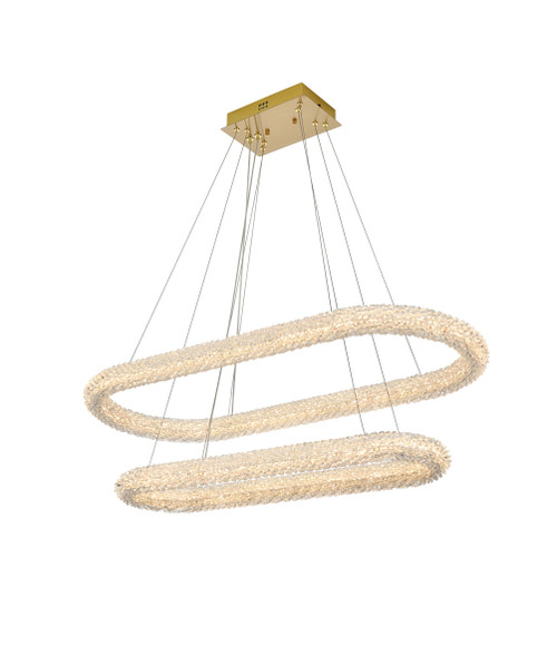 ELEGANT LIGHTING 3800G42L2SG Bowen 42 inch Adjustable LED Chandelier in Satin Gold ELEGANT LIGHTING 3800G42L2SG Bowen 42 inch Adjustable LED Chandelier in Satin Gold