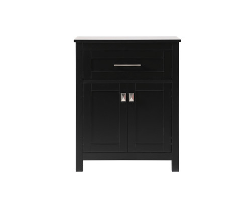 ELEGANT KITCHEN AND BATH SC012430BK 24 Inch Wide Bathroom Storage Freestanding Cabinet In Black
