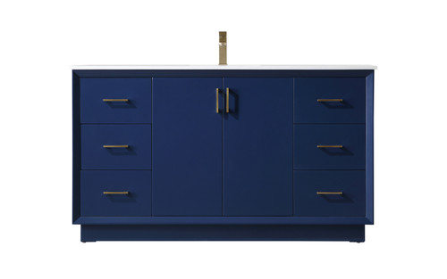 ELEGANT KITCHEN AND BATH VF19660BL 60 Inch SIngle Bathroom Vanity In Blue