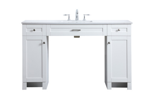 ELEGANT KITCHEN AND BATH VF14954WH 54 Inch ADA Compliant Bathroom Vanity In White ELEGANT KITCHEN AND BATH VF14954WH 54 Inch ADA Compliant Bathroom Vanity In White