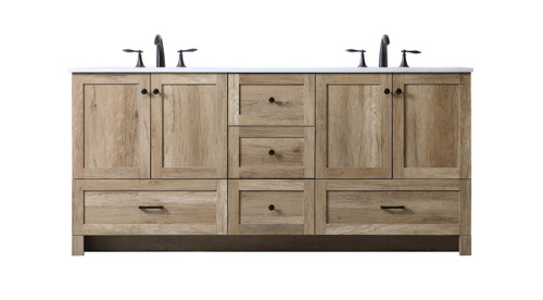 ELEGANT KITCHEN AND BATH VF2872DNT 72 Inch Double Bathroom Vanity In Natural Oak
