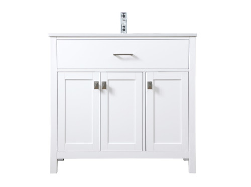 ELEGANT KITCHEN AND BATH VF28836WH 36 Inch SIngle Bathroom Vanity In White ELEGANT KITCHEN AND BATH VF28836WH 36 Inch SIngle Bathroom Vanity In White