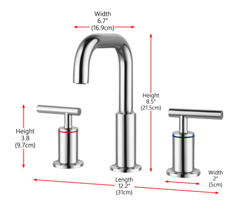 ELEGANT KITCHEN AND BATH FAV-1010PCH Tobias 8 inch Widespread Double Handle Bathroom Faucet in Chrome