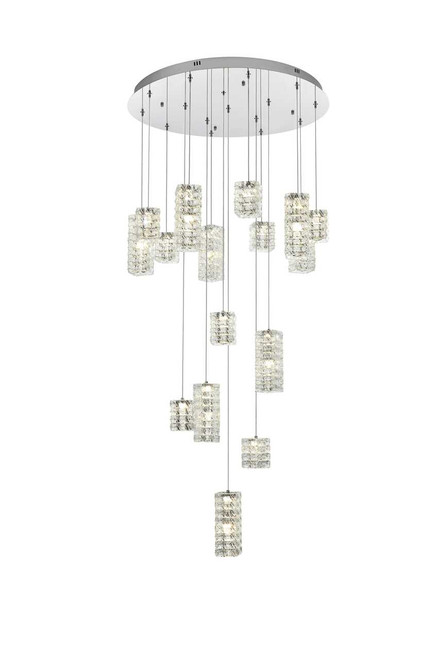 ELEGANT LIGHTING 3680D32C Aston 32 inch LED Pendant in Chrome