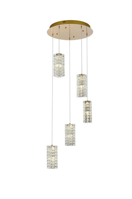 ELEGANT LIGHTING 3680D5RSG Aston 20 inch LED Pendant in Satin Gold
