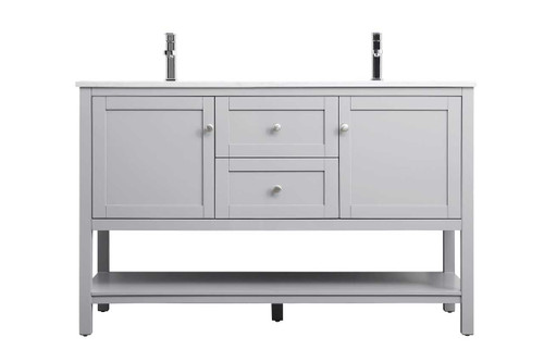ELEGANT KITCHEN AND BATH VF22254DGR 54 Inch Double Bathroom Vanity In Grey