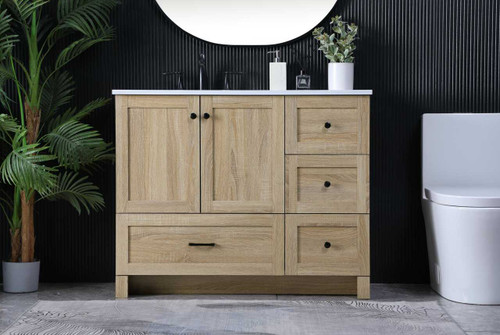 ELEGANT KITCHEN AND BATH VF2842MW 42 Inch Single Bathroom Vanity In Mango Wood