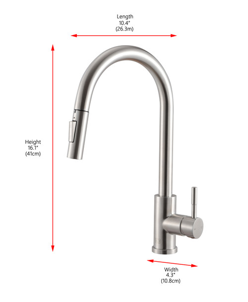 ELEGANT KITCHEN AND BATH FAK-302BNK Jack Single Handle Pull Down Sprayer Kitchen Faucet in Brushed Nickel