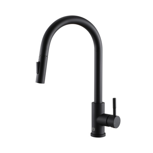 ELEGANT KITCHEN AND BATH FAK-302MBK Jack Single Handle Pull Down Sprayer Kitchen Faucet in Matte Black