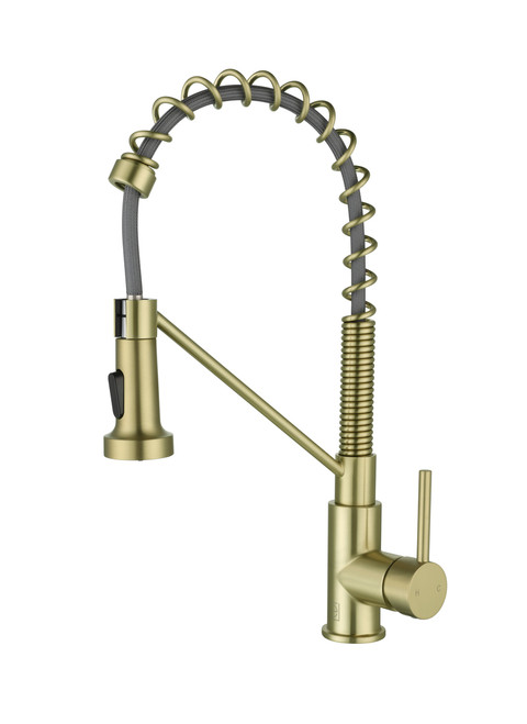 ELEGANT KITCHEN AND BATH FAK-310BGD Yara Single Handle Pull Down Sprayer Kitchen Faucet in Brushed Gold ELEGANT KITCHEN AND BATH FAK-310BGD Yara Single Handle Pull Down Sprayer Kitchen Faucet in Brushed Gold