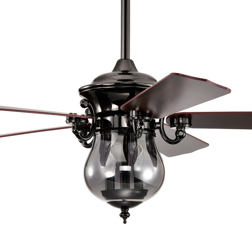 Warehouse of Tiffany's AL06P01PB Anja 52 in. 3-Light Indoor Black Chrome Finish Ceiling Fan