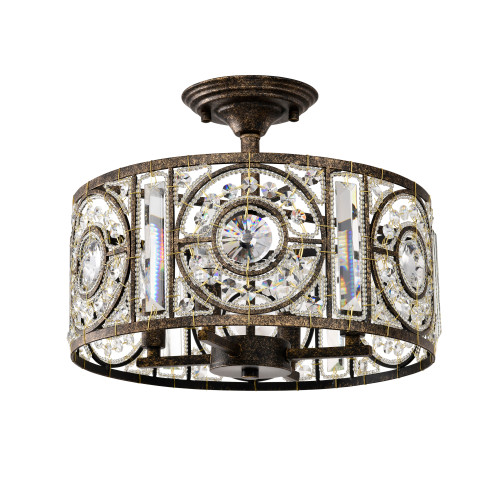Warehouse of Tiffany's MX255/4AB Sigyn 14.1 in. 4-Light Indoor Antique Bronze Finish Semi-Flush Mount Ceiling Light with Light Kit Warehouse of Tiffany's MX255/4AB Sigyn 14.1 in. 4-Light Indoor Antique Bronze Finish Semi-Flush Mount Ceiling Light with Light Kit