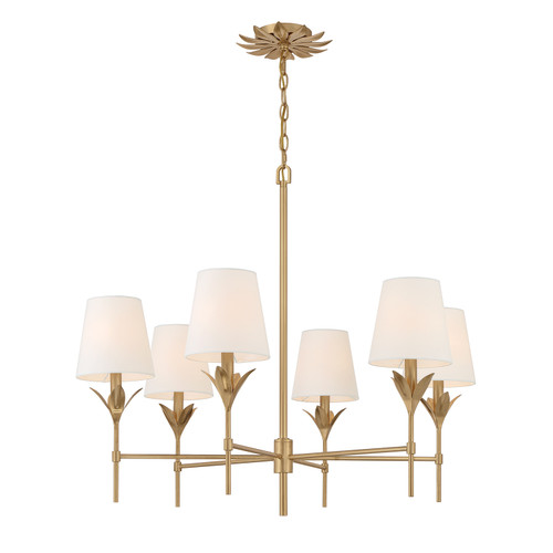 CRYSTORAMA 568-GA Broche 6 Light Antique Gold Chandelier