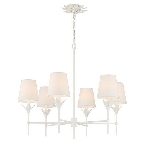 CRYSTORAMA 568-MT Broche 6 Light Matte White Chandelier