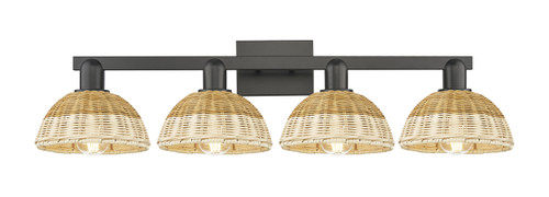 INNOVATIONS 716-4W-BK-NBD2-75-NAT Natural Ballston Dome 4-Light Bath Vanity Light Matte Black