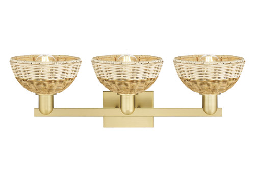 INNOVATIONS 716-3W-SG-NBD2-75-NAT Natural Ballston Dome 3-Light Bath Vanity Light Satin Gold