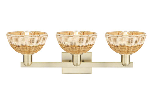 INNOVATIONS 716-3W-AB-NBD2-75-NAT Natural Ballston Dome 3-Light Bath Vanity Light Antique Brass