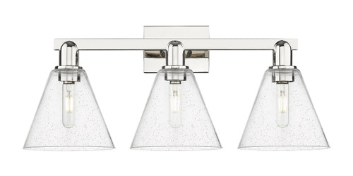 INNOVATIONS 716-3W-PN-GBC-84 Berkshire Glass 3-Light Bath Vanity Light Polished Nickel