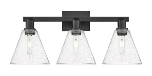 INNOVATIONS 716-3W-BK-GBC-84 Berkshire Glass 3-Light Bath Vanity Light Matte Black