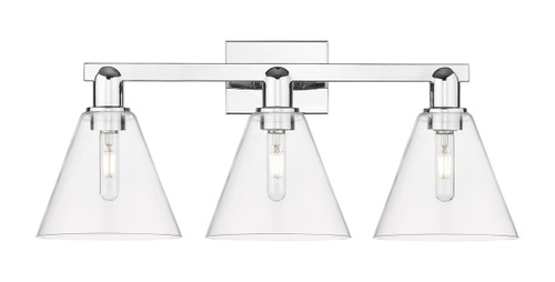 INNOVATIONS 716-3W-PC-GBC-82 Berkshire Glass 3-Light Bath Vanity Light Polished Chrome