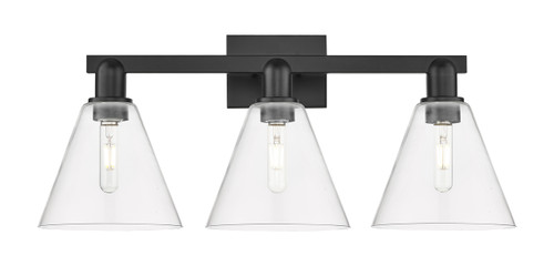 INNOVATIONS 716-3W-BK-GBC-82 Berkshire Glass 3-Light Bath Vanity Light Matte Black