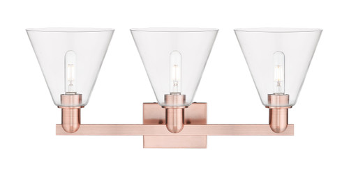 INNOVATIONS 716-3W-AC-GBC-82 Berkshire Glass 3-Light Bath Vanity Light Antique Copper