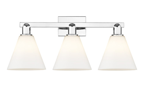 INNOVATIONS 716-3W-PC-GBC-81 Berkshire Glass 3-Light Bath Vanity Light Polished Chrome