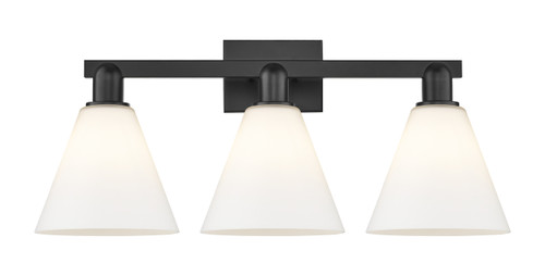 INNOVATIONS 716-3W-BK-GBC-81 Berkshire Glass 3-Light Bath Vanity Light Matte Black