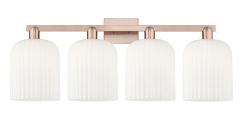 INNOVATIONS 716-4W-AC-G559-8GWH Bridal Veil 4-Light Bath Vanity Light Antique Copper