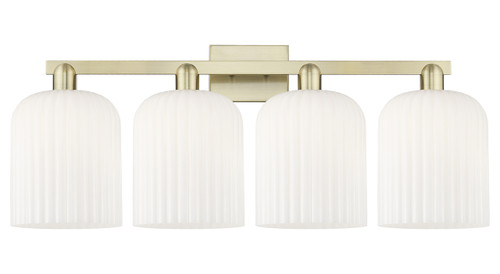 INNOVATIONS 716-4W-AB-G559-8GWH Bridal Veil 4-Light Bath Vanity Light Antique Brass