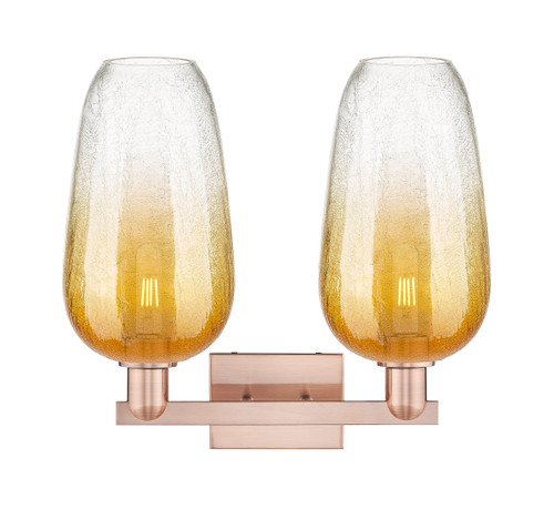 INNOVATIONS 716-2W-AC-G484-7AM Brookhaven Flute 2-Light Bath Vanity Light Antique Copper