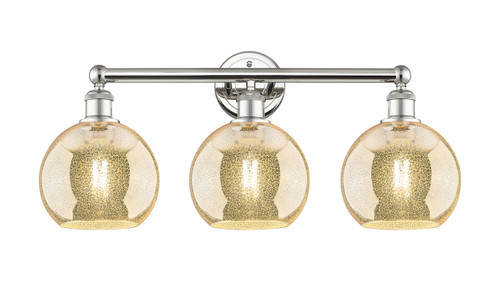 INNOVATIONS 616-3W-PN-G128-8 Athens 3-Light Bath Vanity Light Polished Nickel