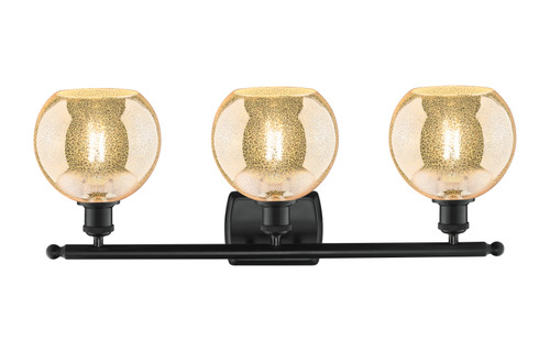 INNOVATIONS 516-3W-BK-G128-8 Athens 3-Light Bath Vanity Light Matte Black