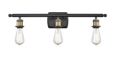 INNOVATIONS 516-3W-BAB-G128-8 Athens 3-Light Bath Vanity Light Black Antique Brass