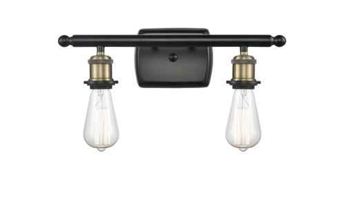 INNOVATIONS 516-2W-BAB-G128-8 Athens 2-Light Bath Vanity Light Black Antique Brass