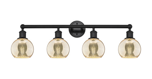 INNOVATIONS 616-4W-BK-G128-6 Athens 4-Light Bath Vanity Light Matte Black
