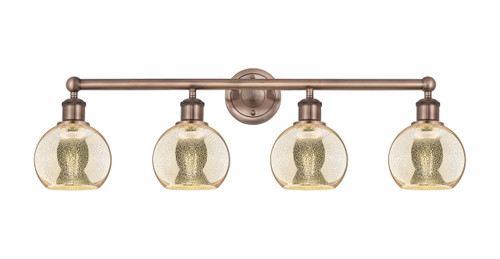 INNOVATIONS 616-4W-AC-G128-6 Athens 4-Light Bath Vanity Light Antique Copper