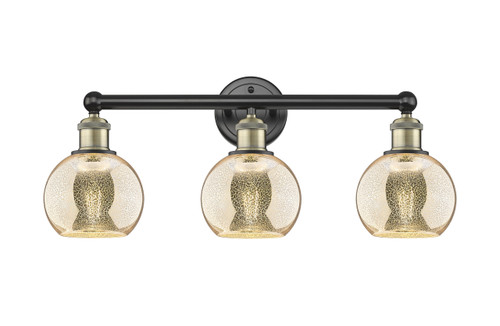 INNOVATIONS 616-3W-BAB-G128-6 Athens 3-Light Bath Vanity Light Black Antique Brass