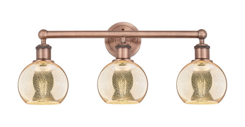 INNOVATIONS 616-3W-AC-G128-6 Athens 3-Light Bath Vanity Light Antique Copper