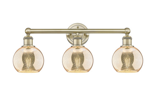 INNOVATIONS 616-3W-AB-G128-6 Athens 3-Light Bath Vanity Light Antique Brass