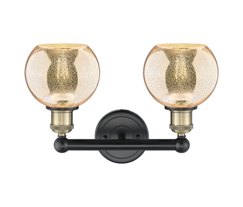 INNOVATIONS 616-2W-BAB-G128-6 Athens 2-Light Bath Vanity Light Black Antique Brass