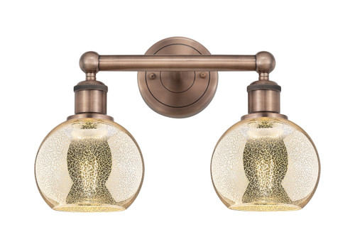 INNOVATIONS 616-2W-AC-G128-6 Athens 2-Light Bath Vanity Light Antique Copper