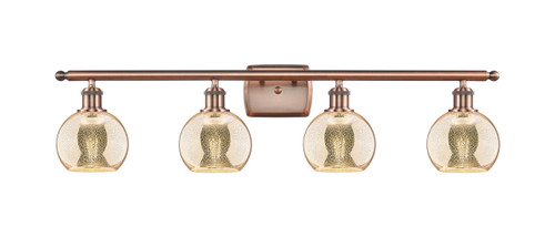 INNOVATIONS 516-4W-AC-G128-6 Athens 4-Light Bath Vanity Light Antique Copper