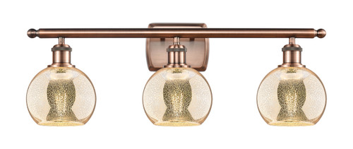 INNOVATIONS 516-3W-AC-G128-6 Athens 3-Light Bath Vanity Light Antique Copper