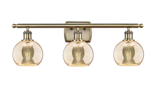INNOVATIONS 516-3W-AB-G128-6 Athens 3-Light Bath Vanity Light Antique Brass