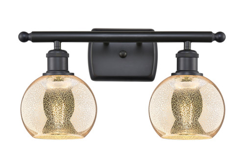 INNOVATIONS 516-2W-BK-G128-6 Athens 2-Light Bath Vanity Light Matte Black