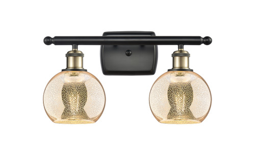 INNOVATIONS 516-2W-BAB-G128-6 Athens 2-Light Bath Vanity Light Black Antique Brass
