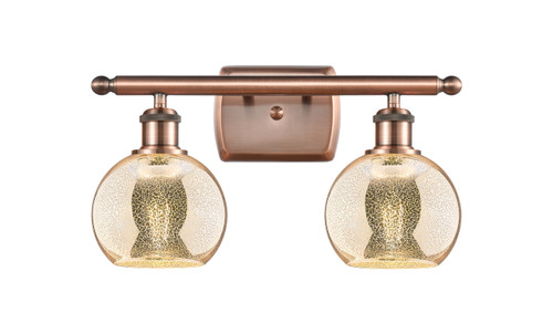 INNOVATIONS 516-2W-AC-G128-6 Athens 2-Light Bath Vanity Light Antique Copper