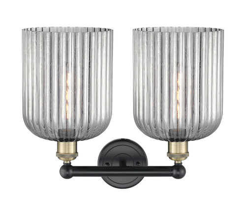 INNOVATIONS 616-2W-BAB-G559-8SM Bridal Veil 2-Light Bath Vanity Light Black Antique Brass