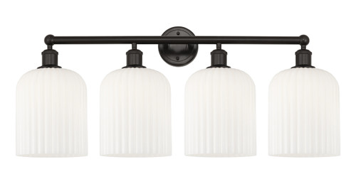 INNOVATIONS 616-4W-OB-G559-8GWH Bridal Veil 4-Light Bath Vanity Light Oil Rubbed Bronze